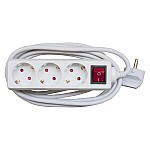 Разклонител 3 гнезда с кабел 3.0m х1.5mm2 с ключ