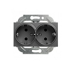 Контакт двоен механизъм Karre Plus - тъмно сив Контакт двоен механизъм Karre Plus - тъмно сив
