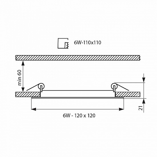 LED панел GRID 6W 400lm 4000K черен