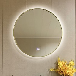 Огледалo с вградено LED осветление 80х80см Светло златист D800 1855/80