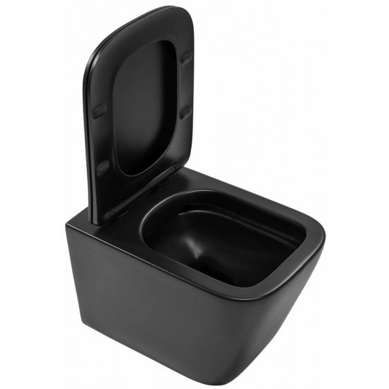 WC комплект за вграждане GEBERIT RIMLESS ЧЕРЕН МАТ