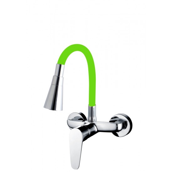 Месингов стенен смесител Cascada Flexible Green с гъвкаво тяло Месингов стенен смесител Cascada Flexible Green с гъвкаво тяло