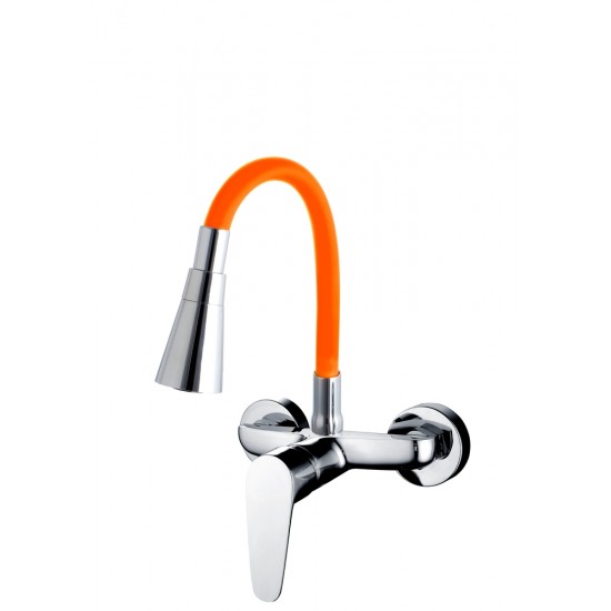 Месингов стенен смесител Cascadа Flexible Orange с гъвкаво тяло Месингов стенен смесител Cascadа Flexible Orange с гъвкаво тяло