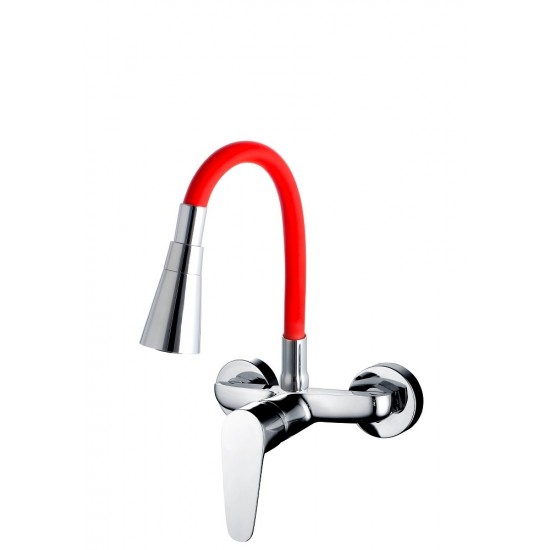 Едноръкохватков стенен смесител Cascada Flexible Red с гъвкаво тяло Едноръкохватков стенен смесител Cascada Flexible Red с гъвкаво тяло